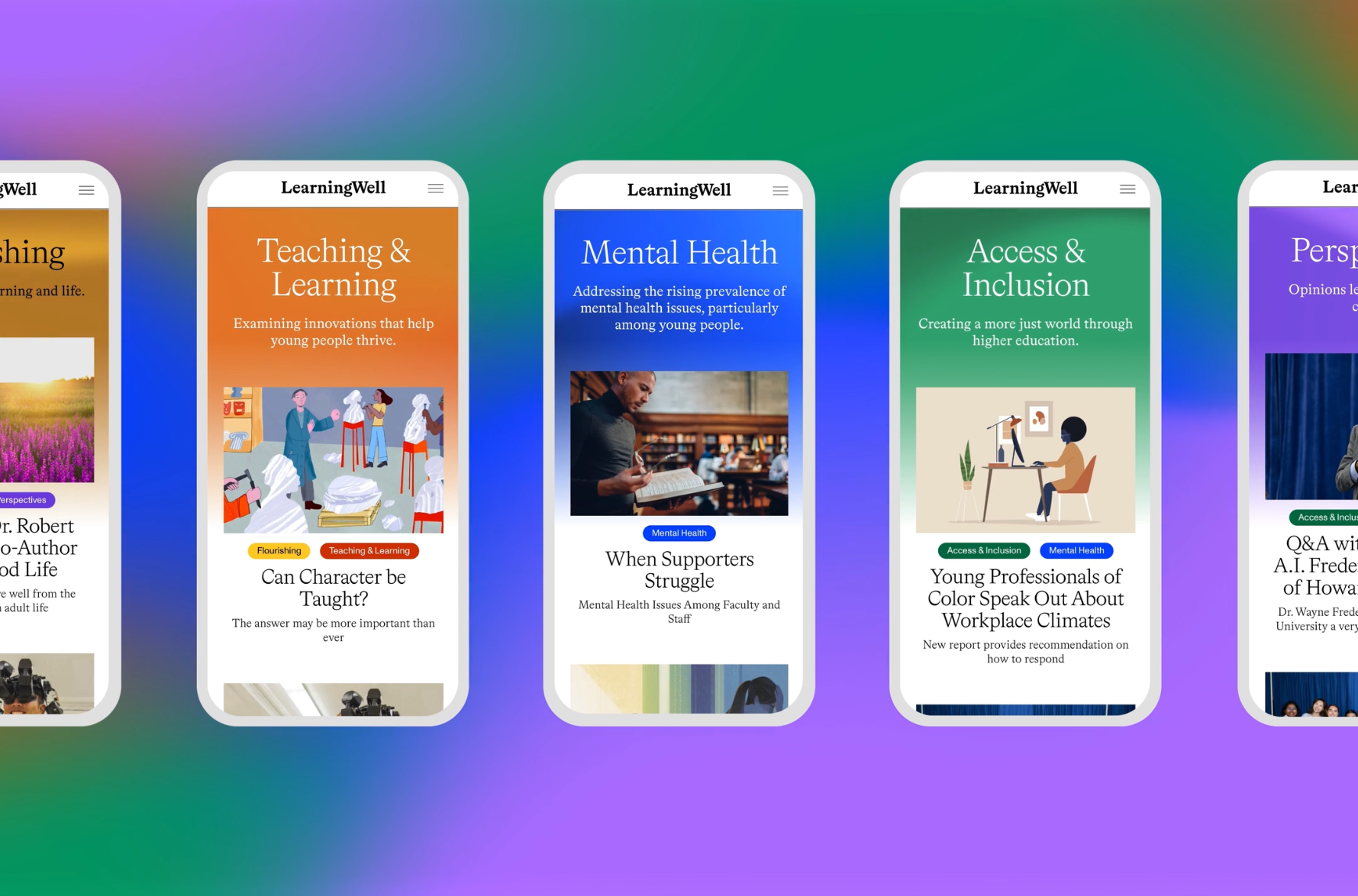 Design work for LearningWell by Kirsten Holland.